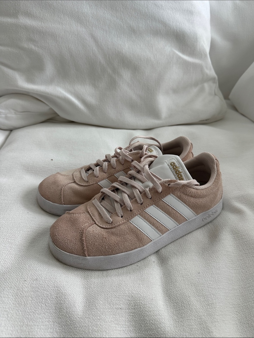 adidas Women’s Suede Sneakers in Blush/White